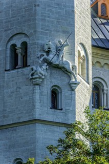 Sigurd the Dragon Slayer at the stair tower of Neuschwanstein Castle