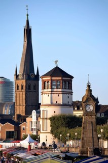 Banks of the River Rhine in Dusseldorf's historic centre