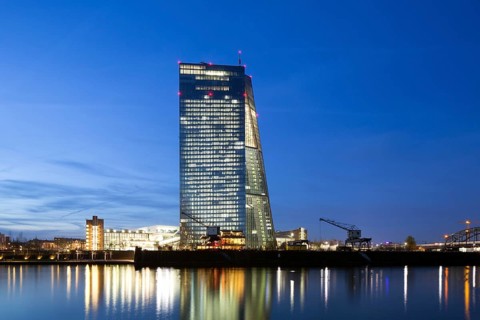 European Central Bank at dusk
