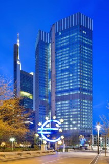 Eurotower office tower at dusk