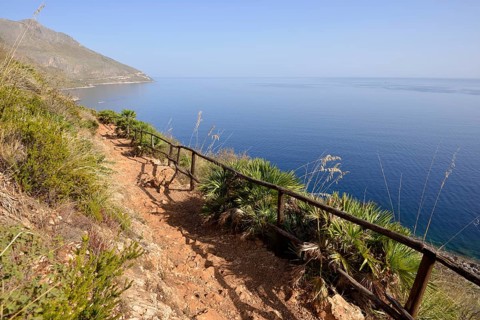 Hiking trail along coast