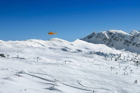Rescue helicopter at Alpe Tognola
