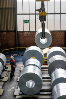 Steel coils in a warehouse