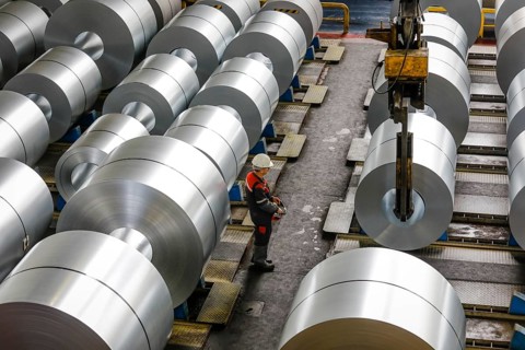 Steel coils in a warehouse