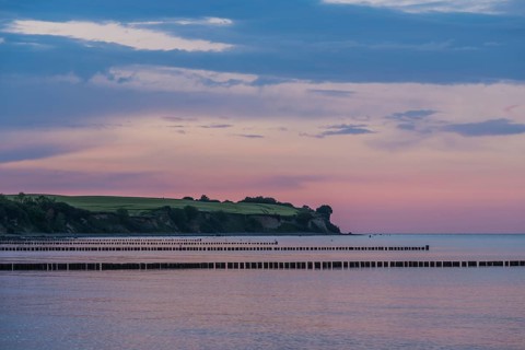 Groynes made of wooden stilts in the Baltic Sea