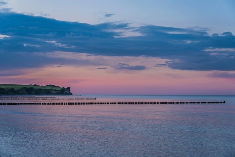 Groynes made of wooden stilts in the Baltic Sea