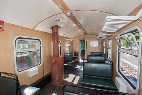 Wooden oven in train compartment