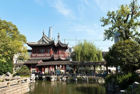 Huxing Ting teahouse in the Yu Yuan Gardens