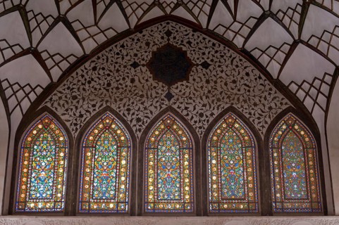 Colourfully decorated glass windows