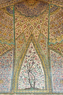 Wall with intricately painted tiles