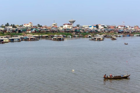 Fishing boat in the Tonle Sap River