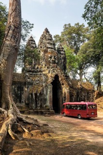 Bus in front of the north gate of Angkor Thom