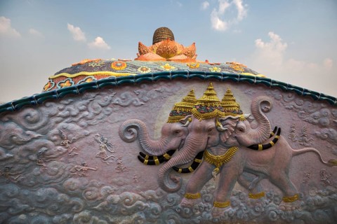 Yerevan relief on the third floor of the Elephant Temple Thep Wittayakhom Vihara