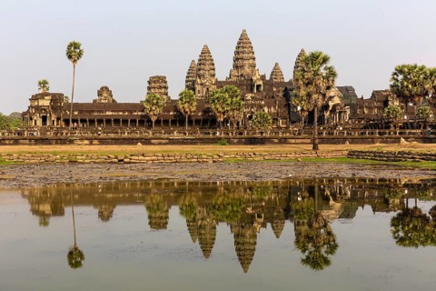 Angkor Wat Temple reflected in northern pond