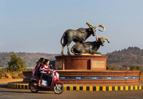 Bull monument at the roundabout