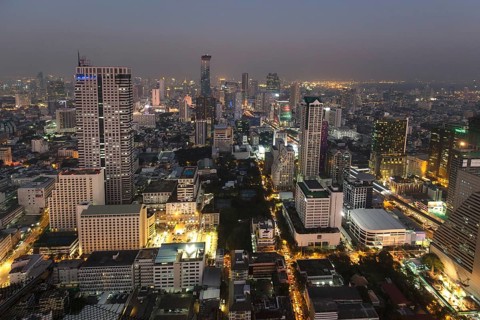Panoramic view from the Sky Bar of Lebua State Tower on Bang Rak