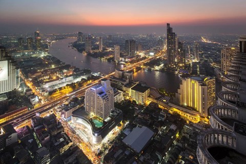 Panoramic view from the Sky Bar of the Lebua State Tower