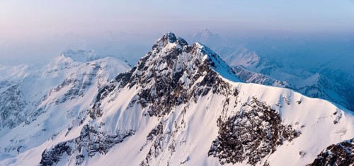 Blue hour above the Allgau Alps with peak of the Rauhorn