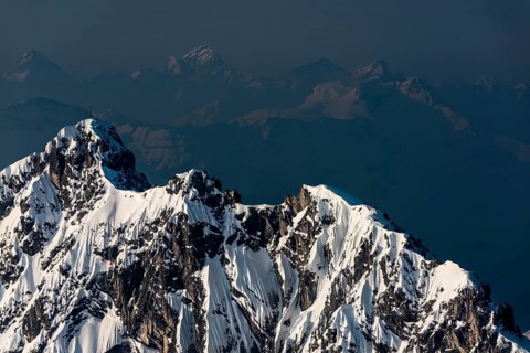 Blue hour above the Allgau Alps with peak of the Rauhorn