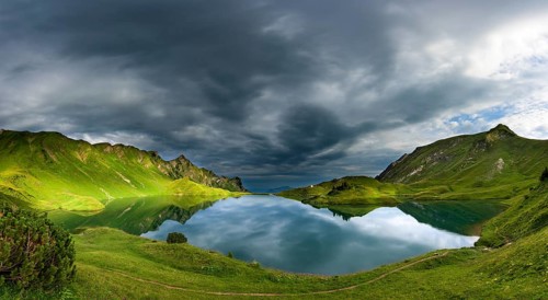 Schrecksee lake with Allgau mountains in the early morning