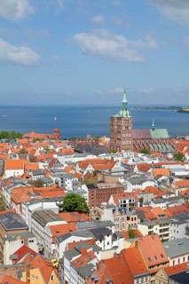 View of the city with St. Nicholas' Church as seen from the tower of St. Mary's Church