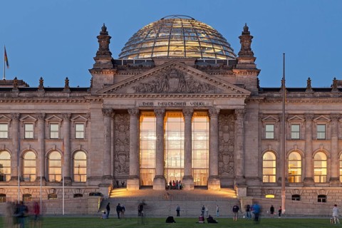 Reichstag parliament at dusk