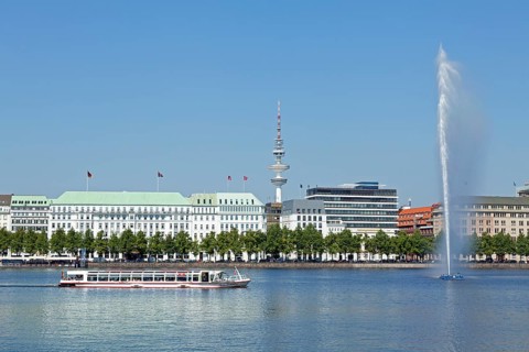 Inner Alster Lake with tourboat