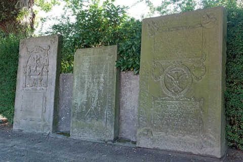 Old sandstone grave slabs