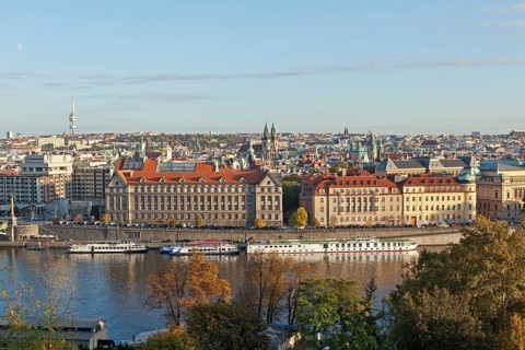 View from the Letna hill of the historic centre