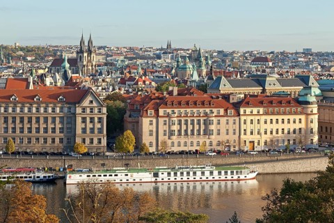 View from the Letna hill on the historic centre