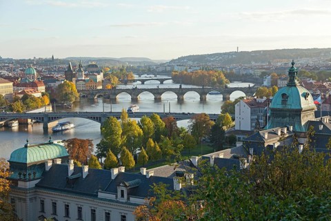 iew from the Letna hill on Moldova and bridges