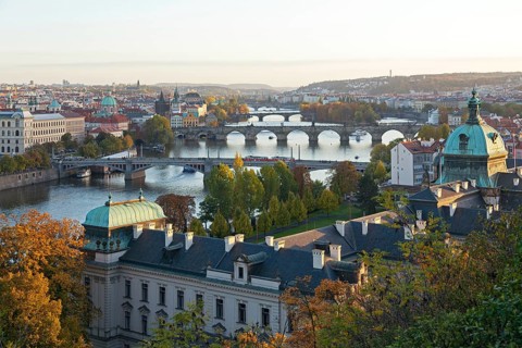 iew from the Letna hill on Moldova and bridges