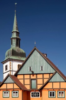 Town of beautiful gables with St. Johannes Baptist parish church