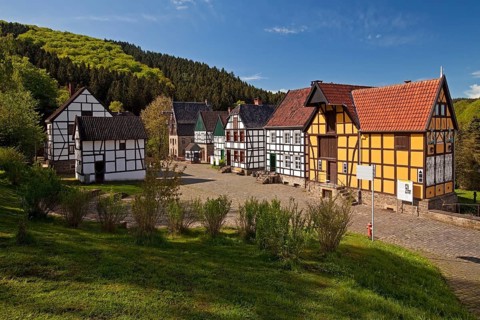 Half-timbered houses in the Open Air Museum