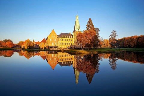Raesfeld Moated Castle reflected in the water