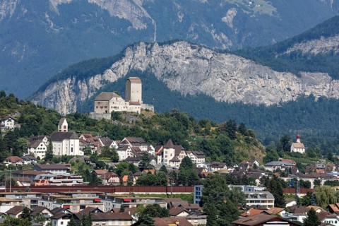 View over Mels on Sargans Castle