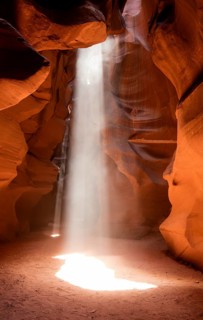 Sunbeam filters through rocks at lunchtime