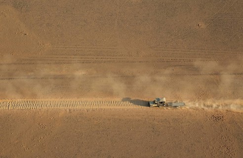 A vehicle of the balloon ground crew on a badly corrugated road
