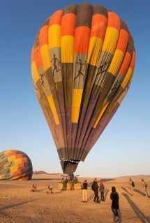 Hot air ballon ready for take-off
