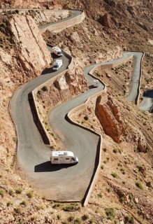 View of the serpentines of the mountain pass in Dades Gorges in the High Atlas mountains
