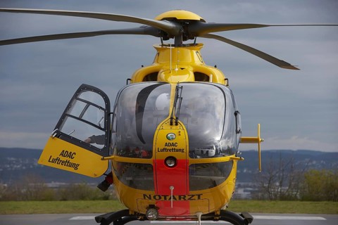 ADAC rescue helicopter Eurocopter EC 135 starting