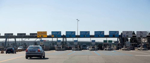 Toll checkpoint on a northern Italian highway