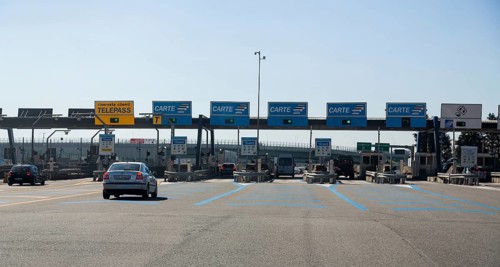 Toll checkpoint on a northern Italian highway