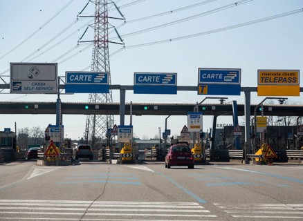 Toll checkpoint on a northern Italian highway
