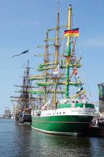 Hospitality ship Alexander von Humboldt II in the Neuer Hafen harbour at the Sail 2015 festival