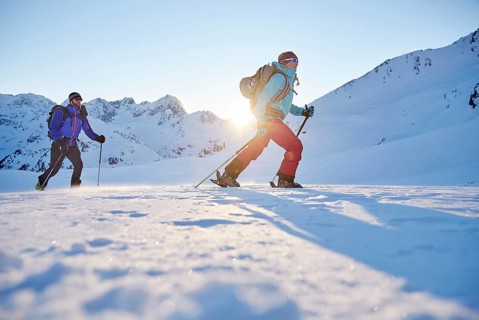 Two ski tourers during ascent