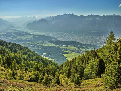 View of the Inn Valley and Innsbruck from Zirbenweg