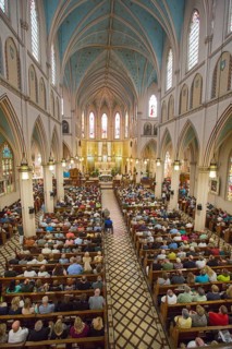 Sunday morning mass at Ste. Anne de Detroit Catholic Church