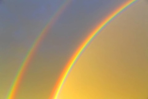 Double rainbow in the evening sky