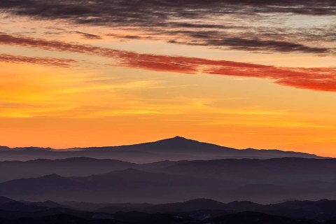 View of Mount Amiata in winter from Mount Nerone